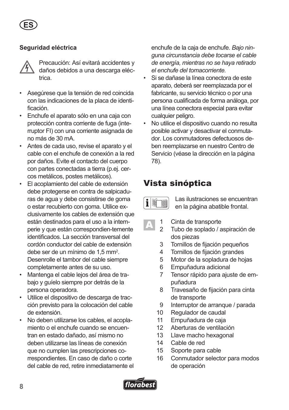Vista sinóptica | Florabest FLB 2500 A2 User Manual | Page 8 / 79