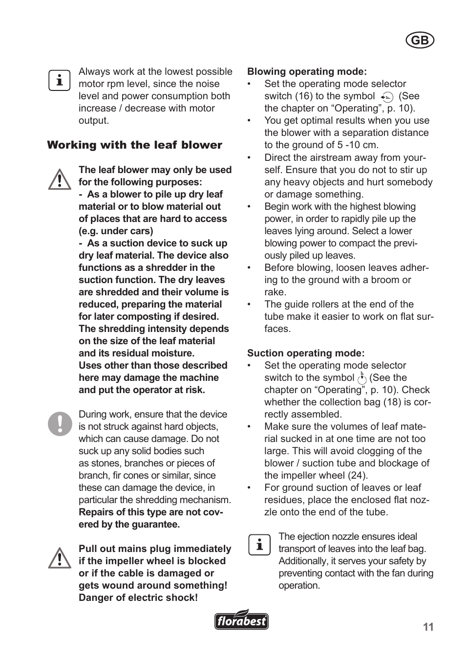 Florabest FLB 2500 A3 User Manual | Page 11 / 110