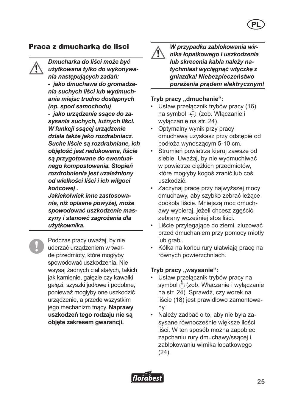 Florabest FLB 2500 A3 User Manual | Page 25 / 110
