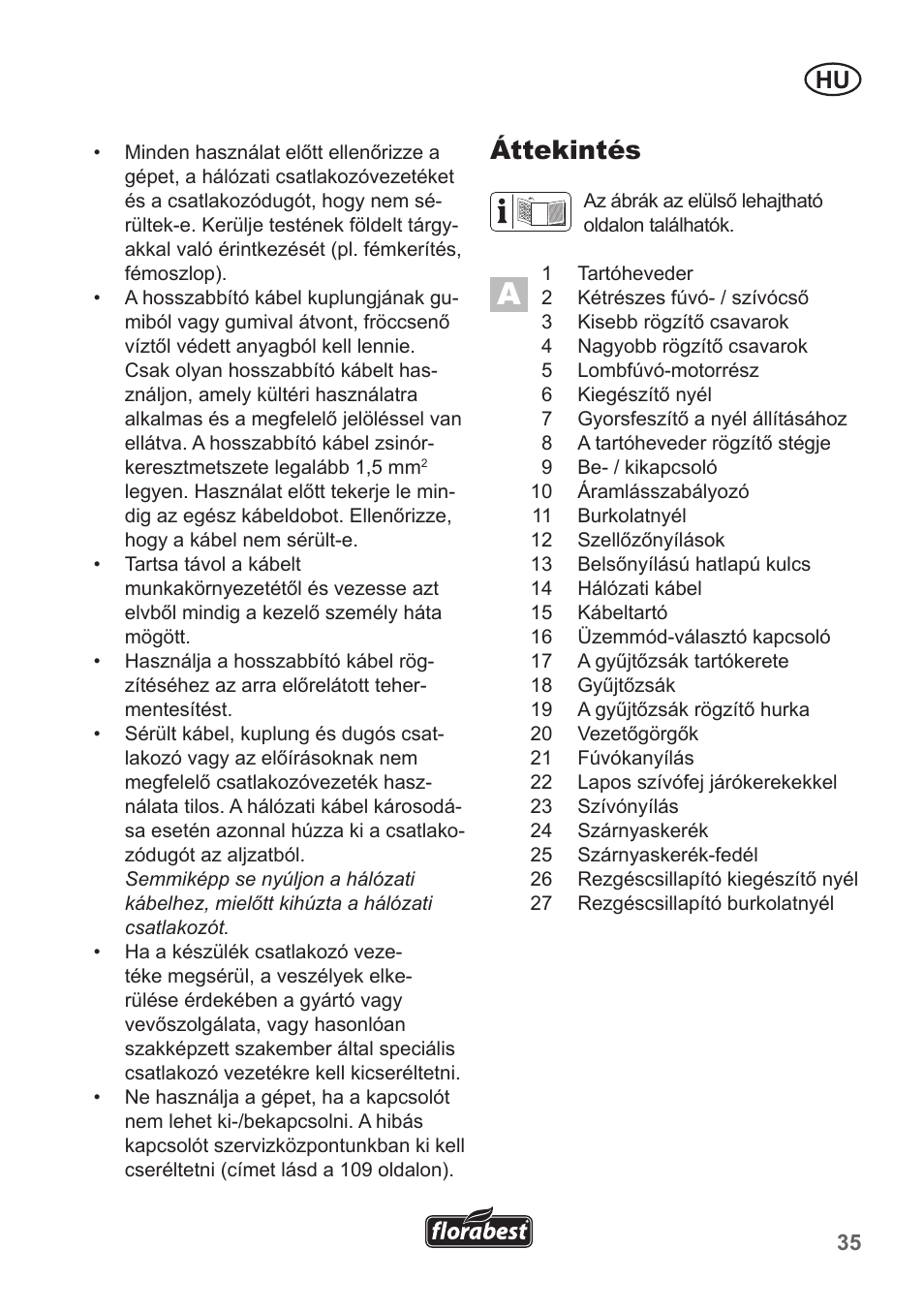 Áttekintés | Florabest FLB 2500 A3 User Manual | Page 35 / 110
