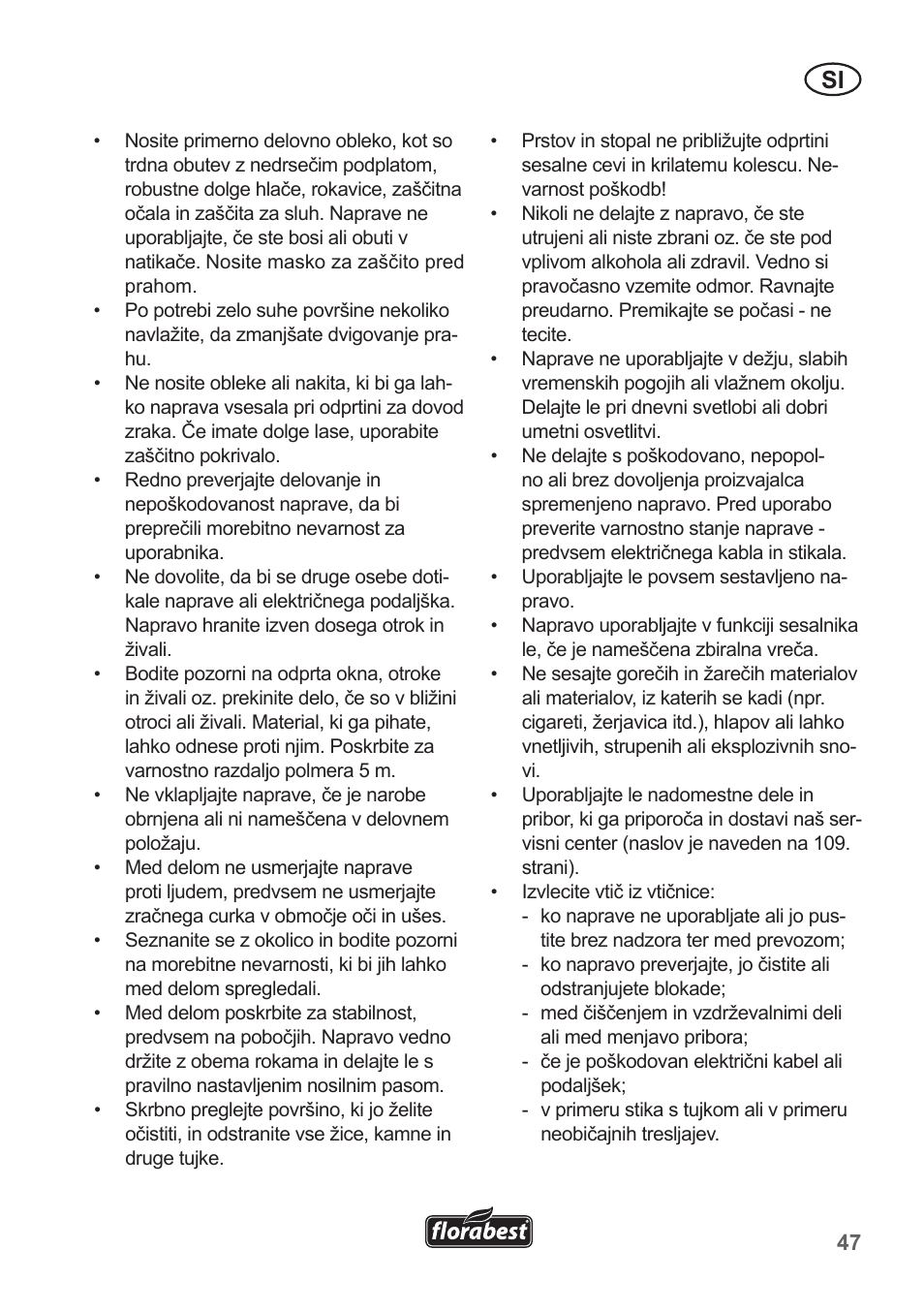 Florabest FLB 2500 A3 User Manual | Page 47 / 110