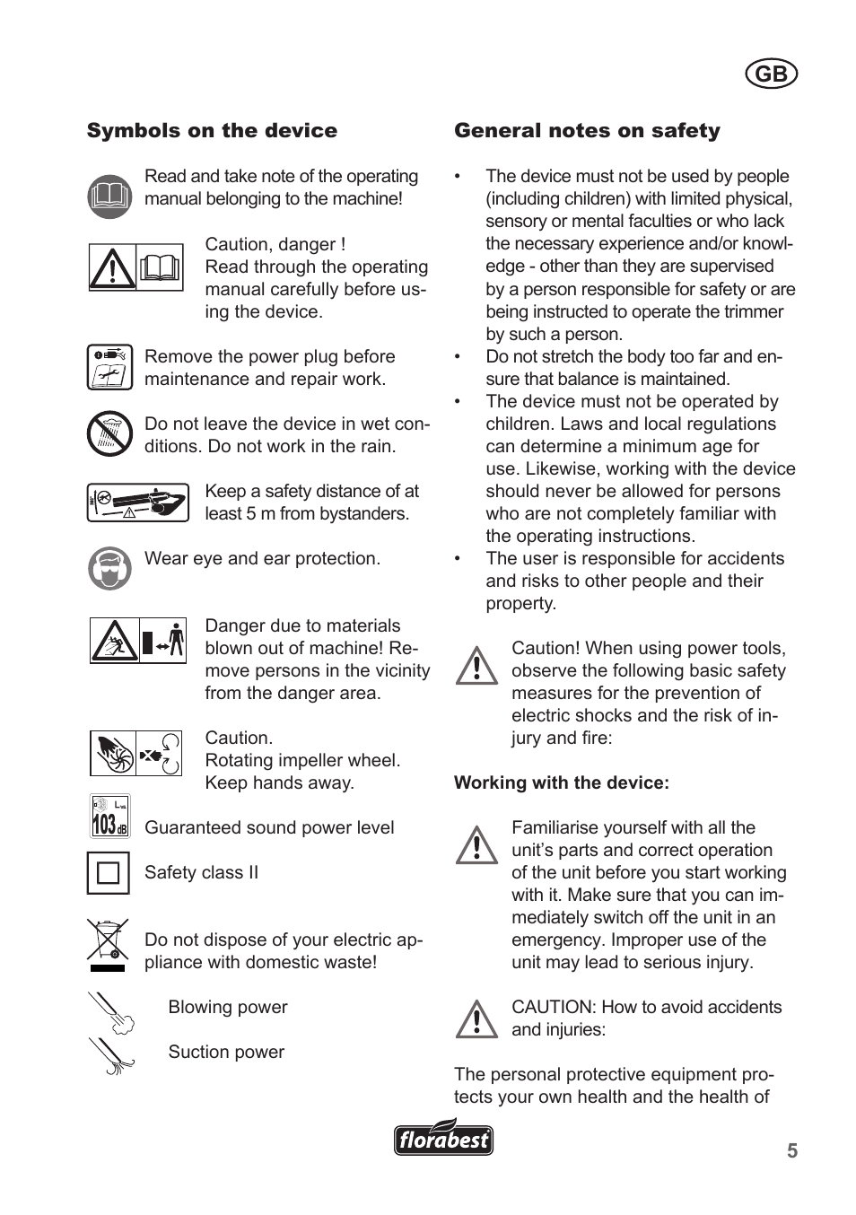 Florabest FLB 2500 A3 User Manual | Page 5 / 110