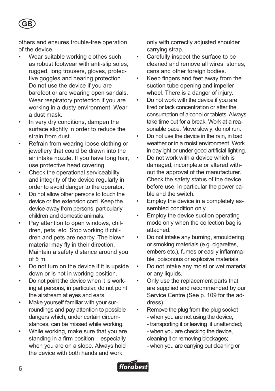 Florabest FLB 2500 A3 User Manual | Page 6 / 110