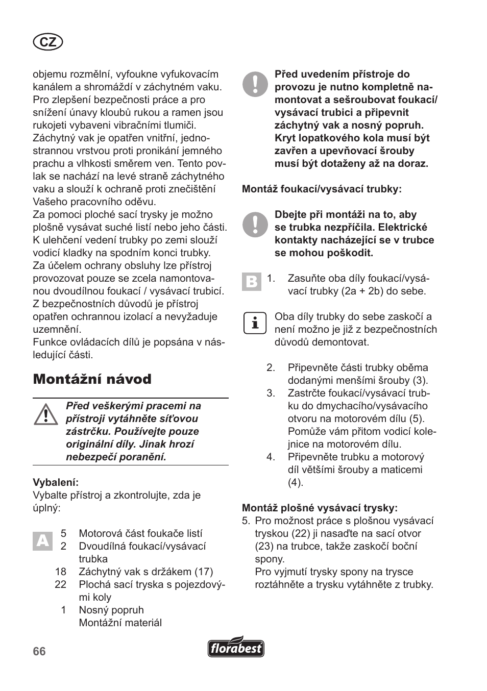 Montážní návod | Florabest FLB 2500 A3 User Manual | Page 66 / 110