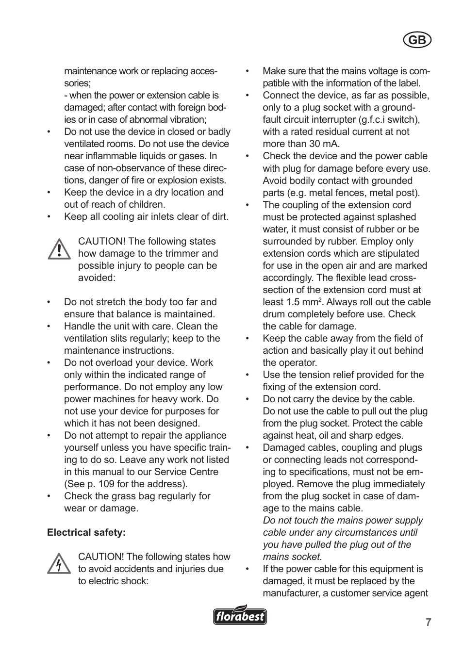 Florabest FLB 2500 A3 User Manual | Page 7 / 110