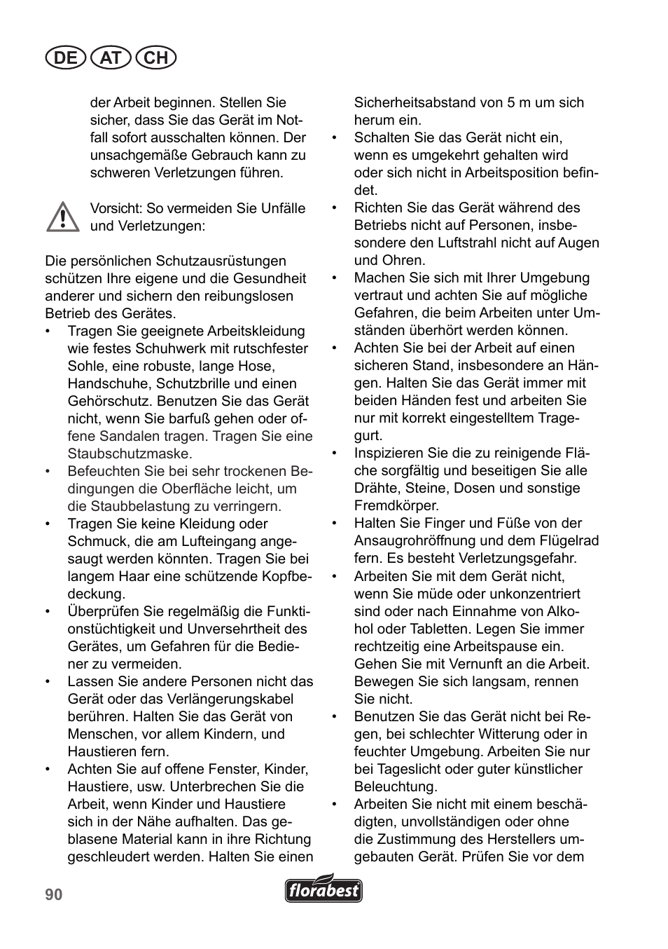 De at ch | Florabest FLB 2500 A3 User Manual | Page 90 / 110