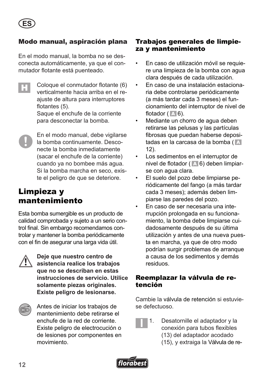 Limpieza y mantenimiento | Florabest FTP 400 A1 User Manual | Page 12 / 70