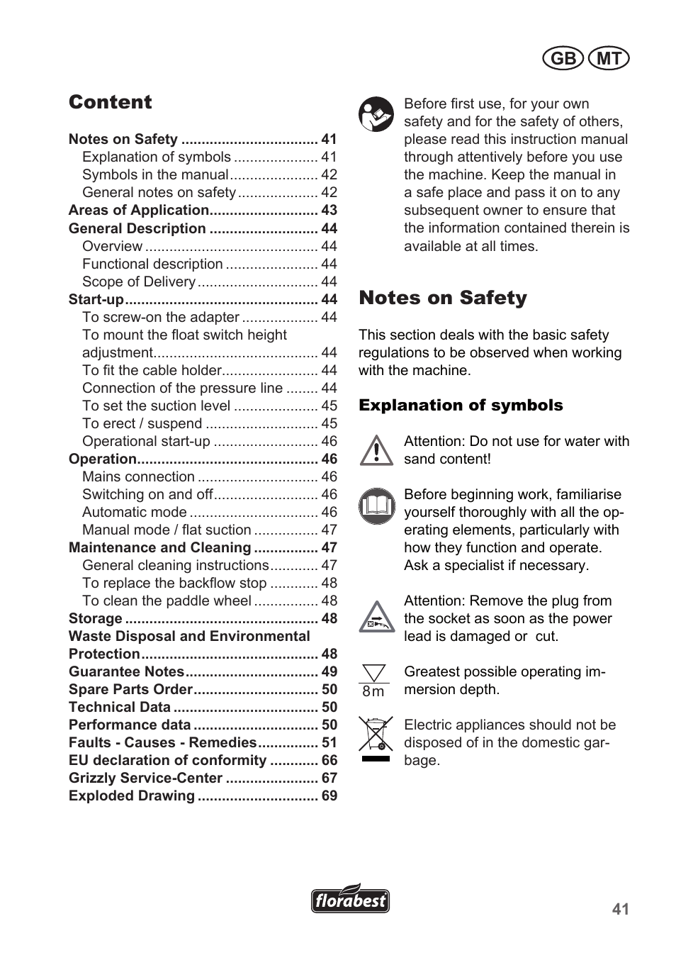 Content, Gb mt | Florabest FTP 400 A1 User Manual | Page 41 / 70