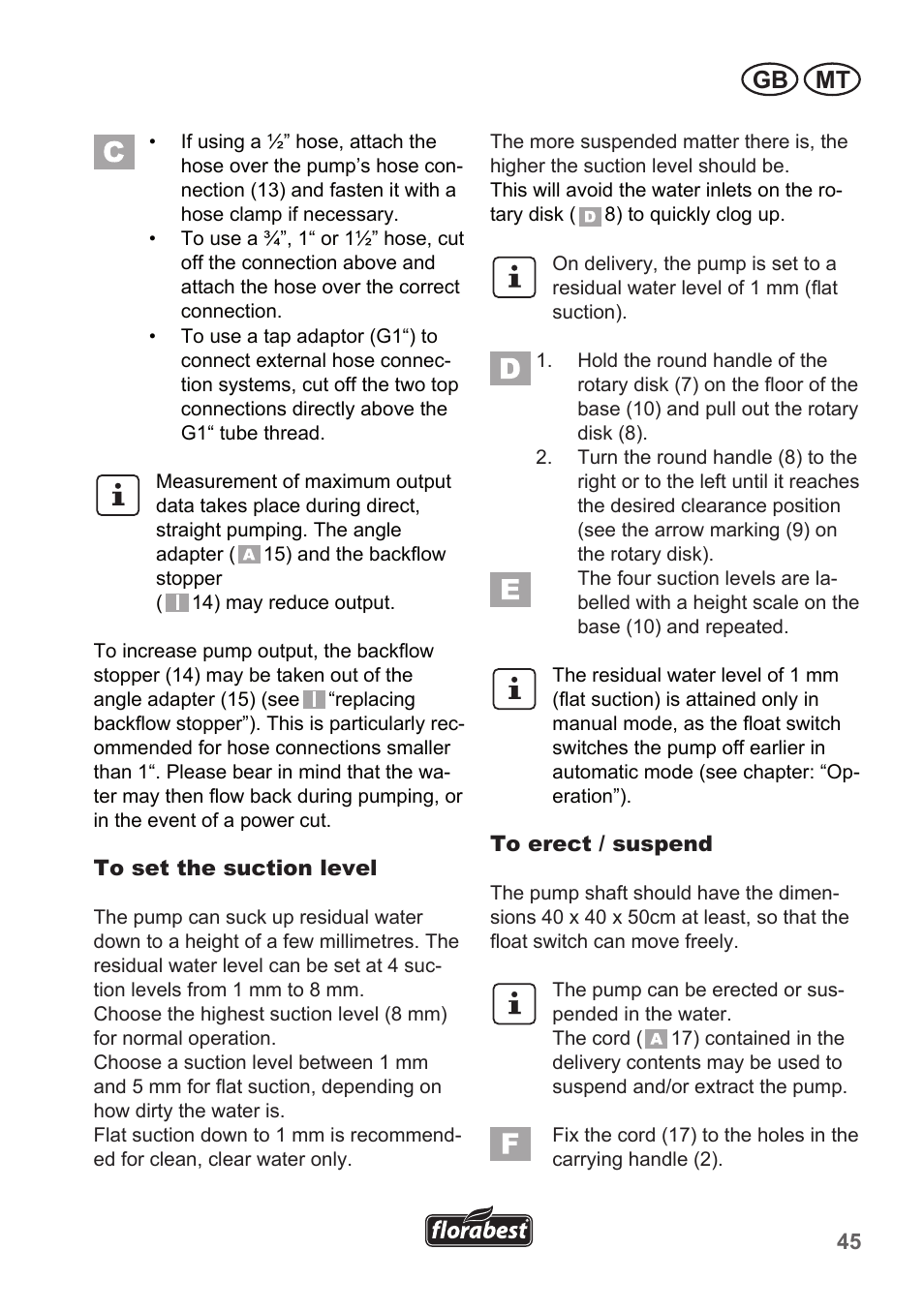 Gb mt | Florabest FTP 400 A1 User Manual | Page 45 / 70