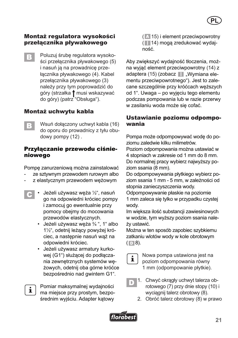 Florabest FTP 400 A1 User Manual | Page 21 / 94