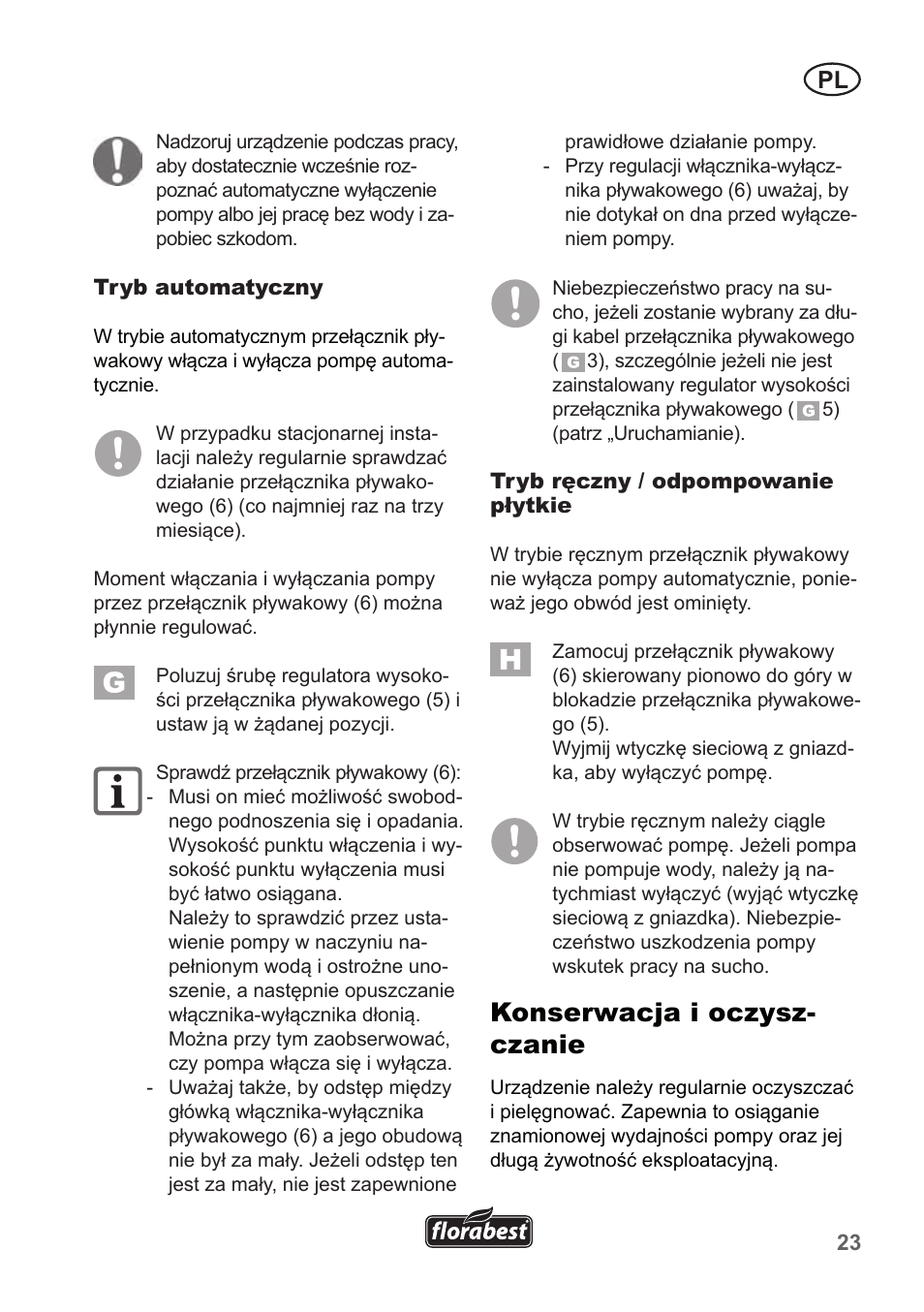 Konserwacja i oczysz- czanie | Florabest FTP 400 A1 User Manual | Page 23 / 94