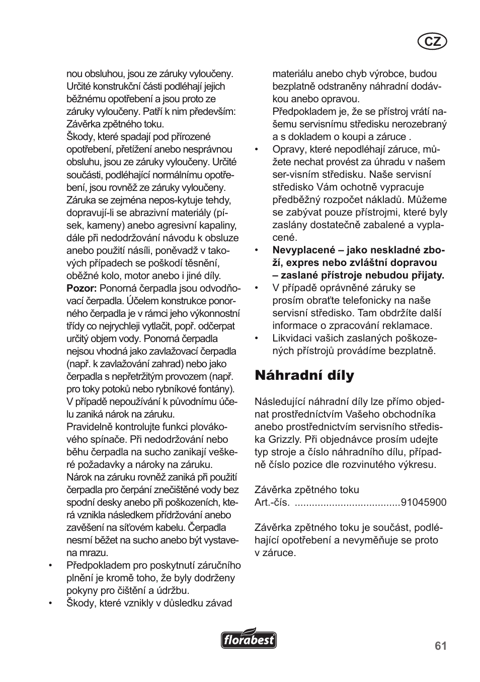 Náhradní díly | Florabest FTP 400 A1 User Manual | Page 61 / 94