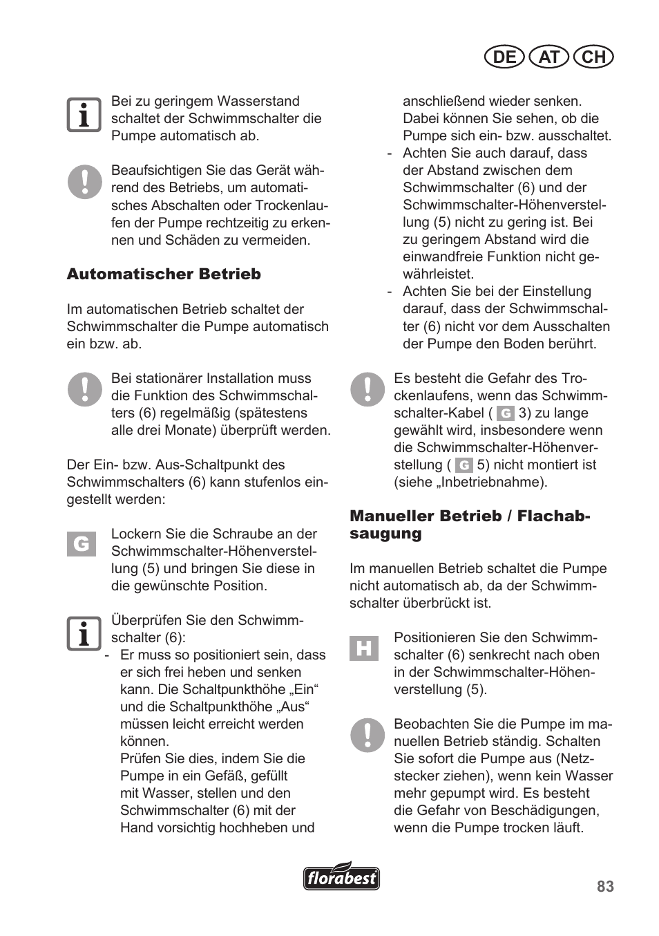 De at ch | Florabest FTP 400 A1 User Manual | Page 83 / 94