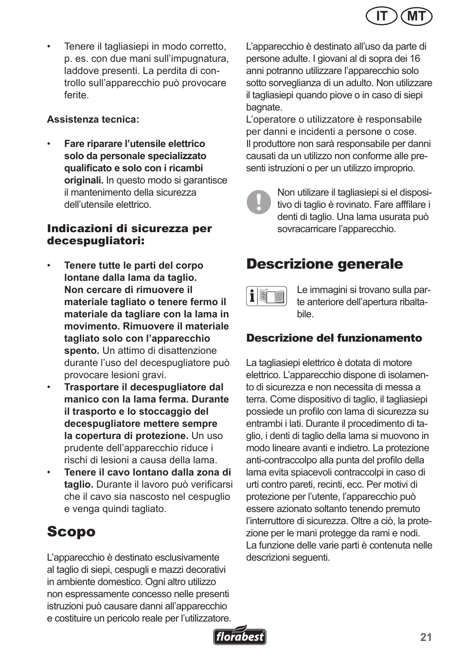Scopo, Descrizione generale, Mt it | Florabest FHL 900 A1 User Manual | Page 21 / 70