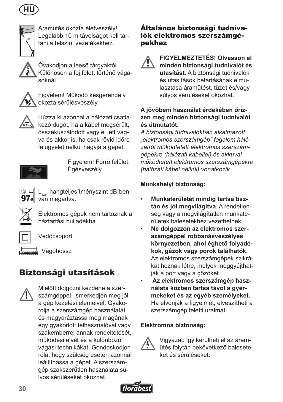 Biztonsági utasítások | Florabest FHL 900 A1 User Manual | Page 30 / 106