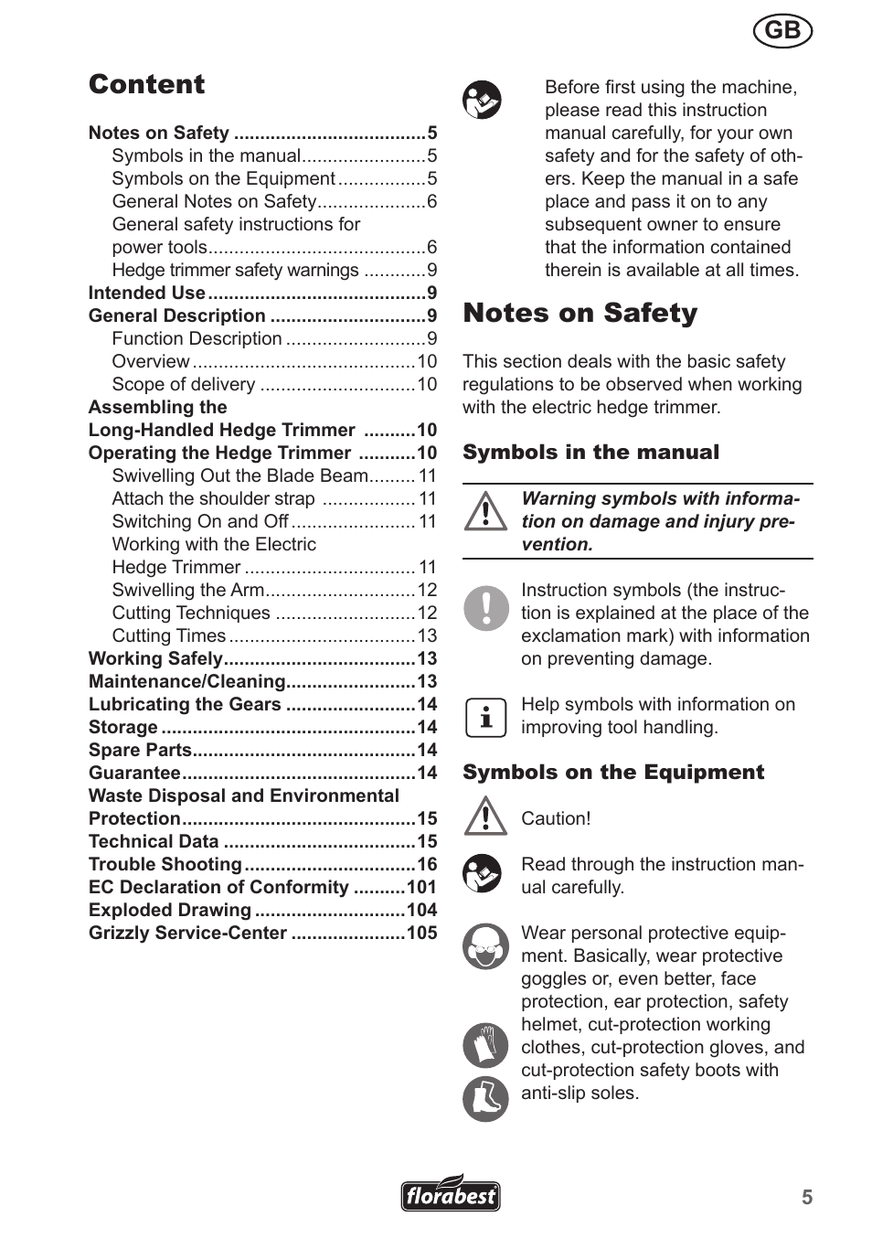 Content | Florabest FHL 900 A1 User Manual | Page 5 / 106