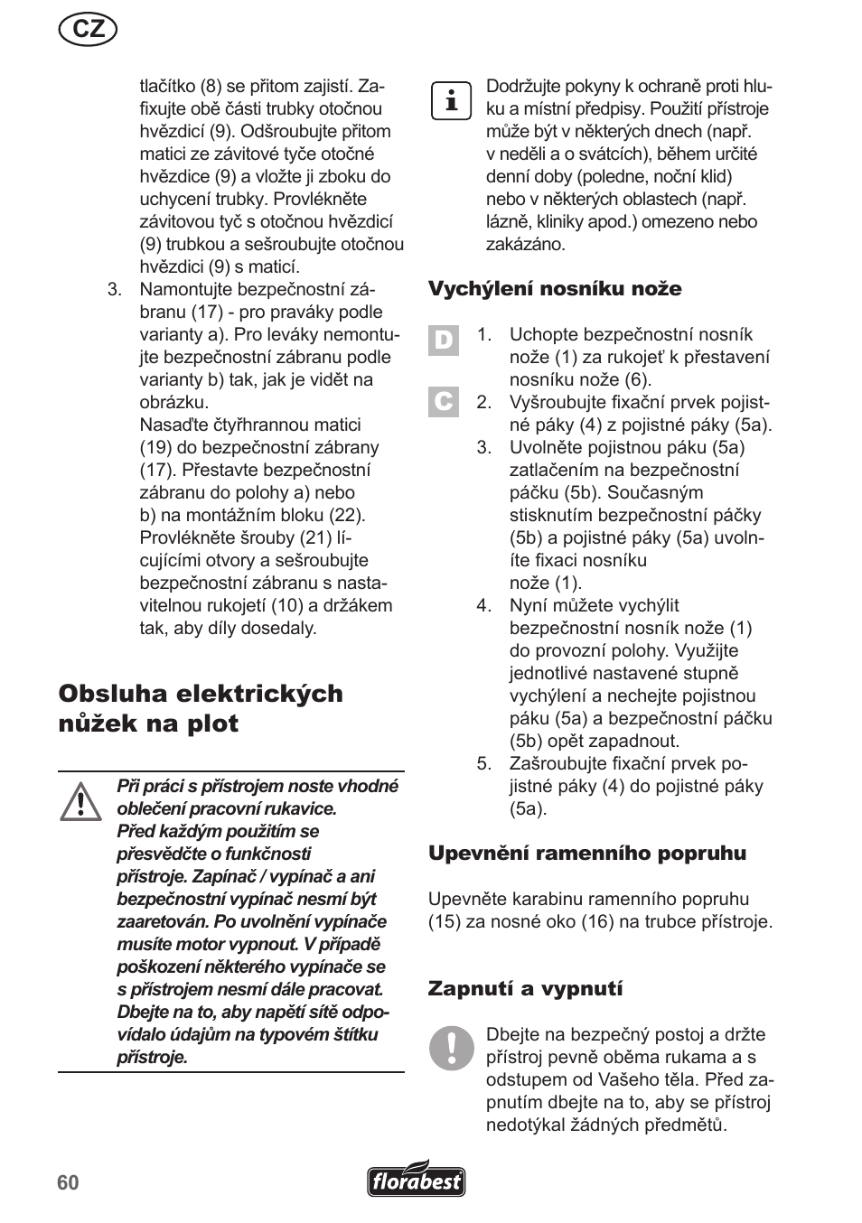 Obsluha elektrických nůžek na plot | Florabest FHL 900 A1 User Manual | Page 60 / 106