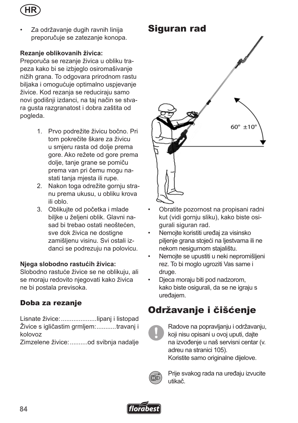 Siguran rad, Održavanje i čišćenje | Florabest FHL 900 A1 User Manual | Page 84 / 106