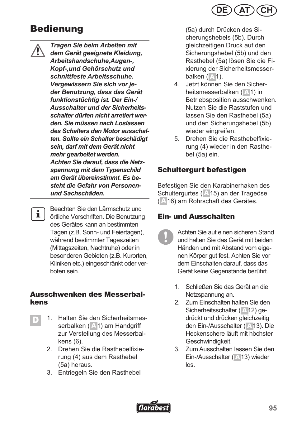 Bedienung, Ch at de | Florabest FHL 900 A1 User Manual | Page 95 / 106