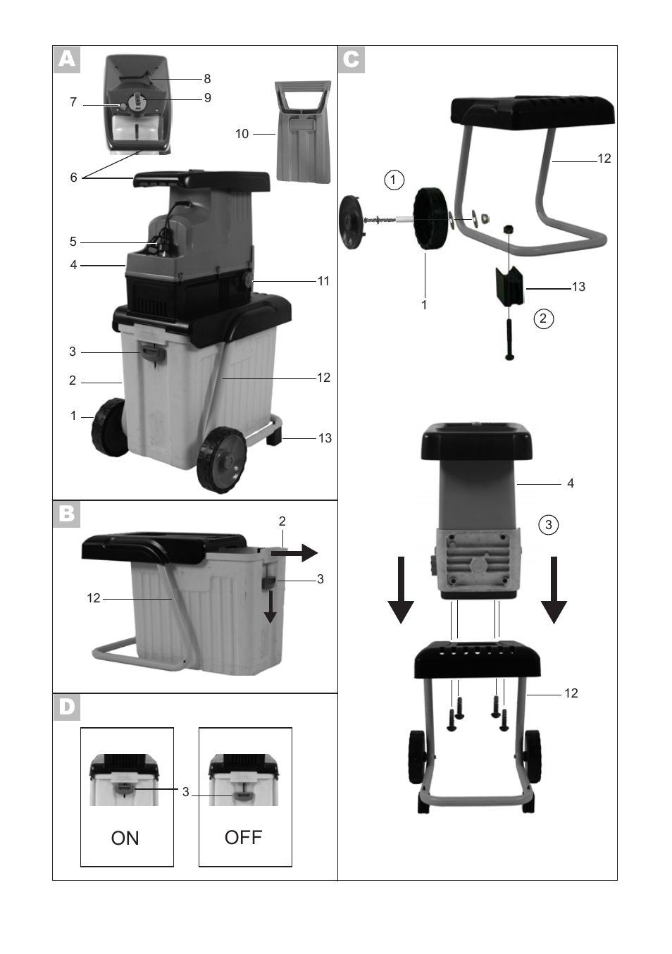 Cd b a, On off | Florabest FLH 2500 A1 User Manual | Page 3 / 66