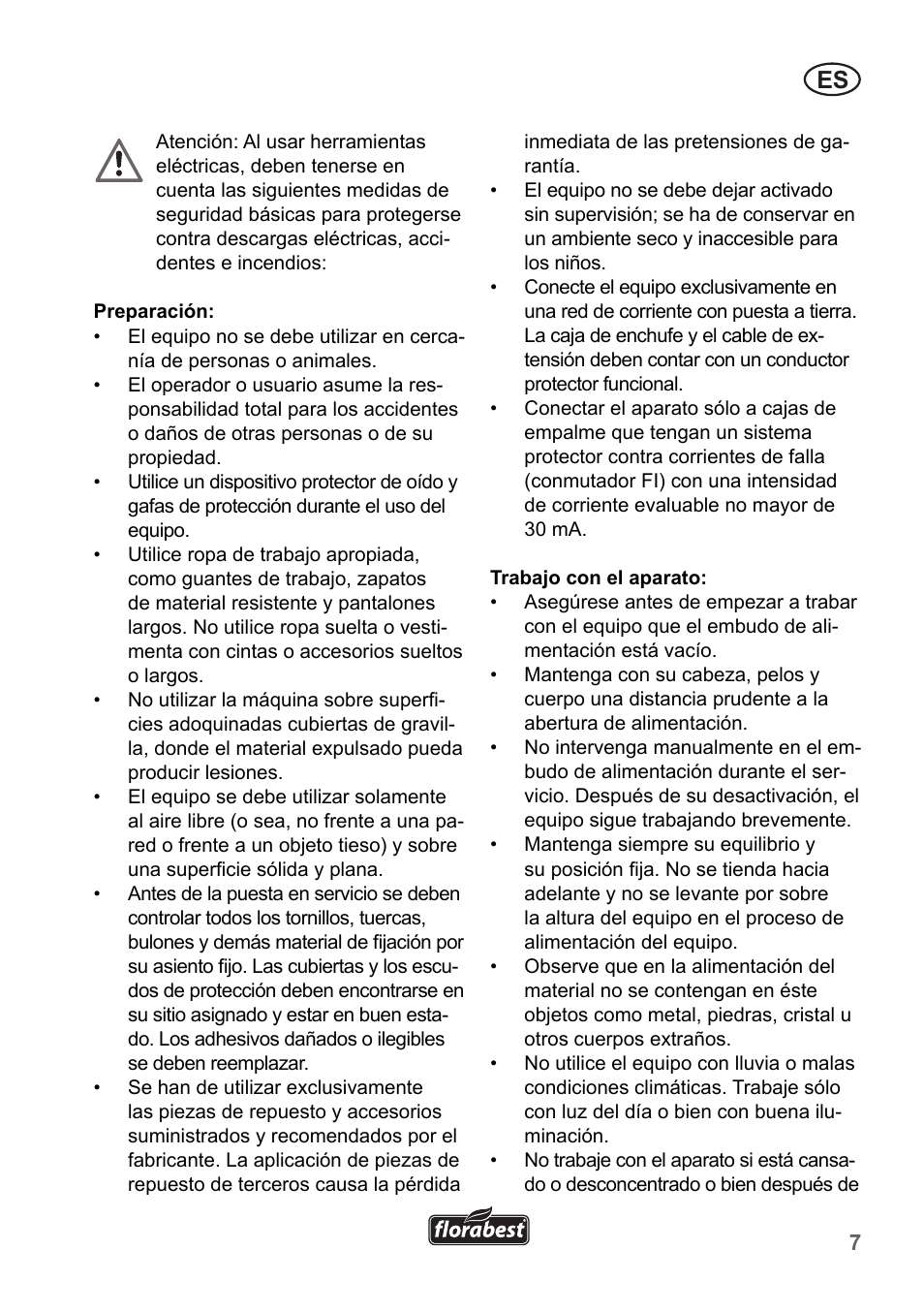 Florabest FLH 2500 A1 User Manual | Page 7 / 66