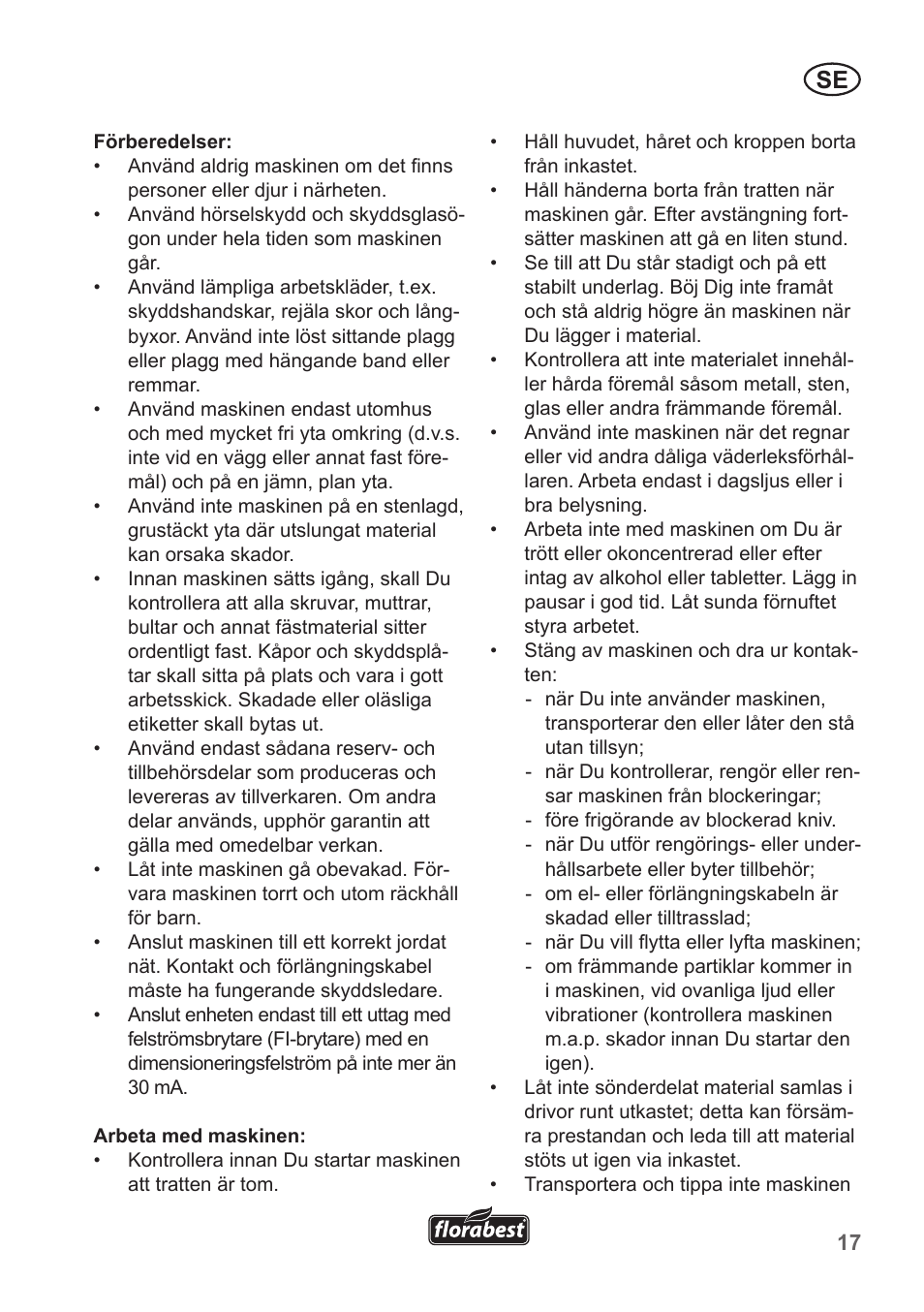 Florabest FLH 2500 A1 User Manual | Page 17 / 94