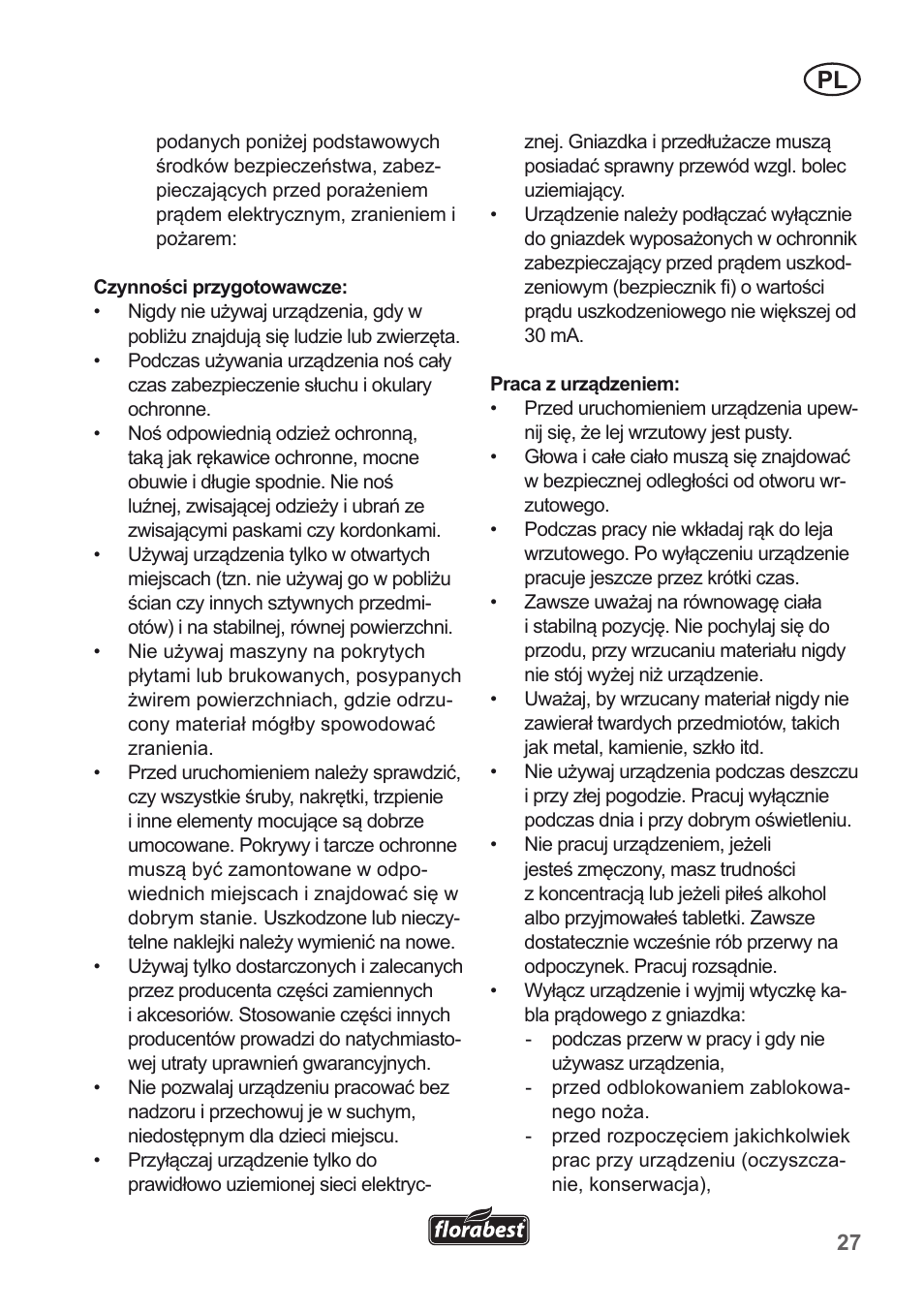 Florabest FLH 2500 A1 User Manual | Page 27 / 94