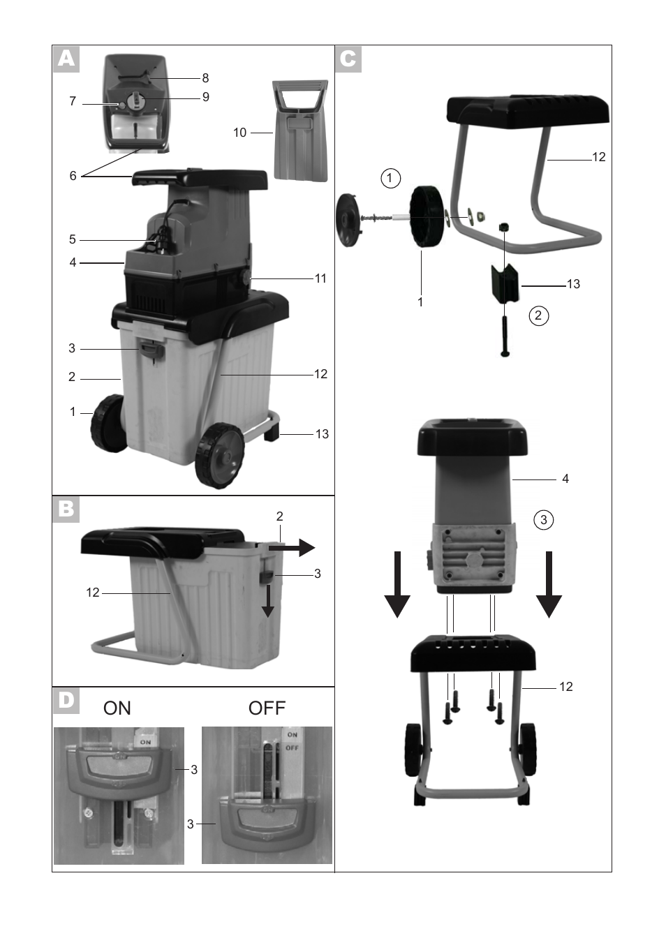 Cd b a, On off | Florabest FLH 2500 A1 User Manual | Page 3 / 94