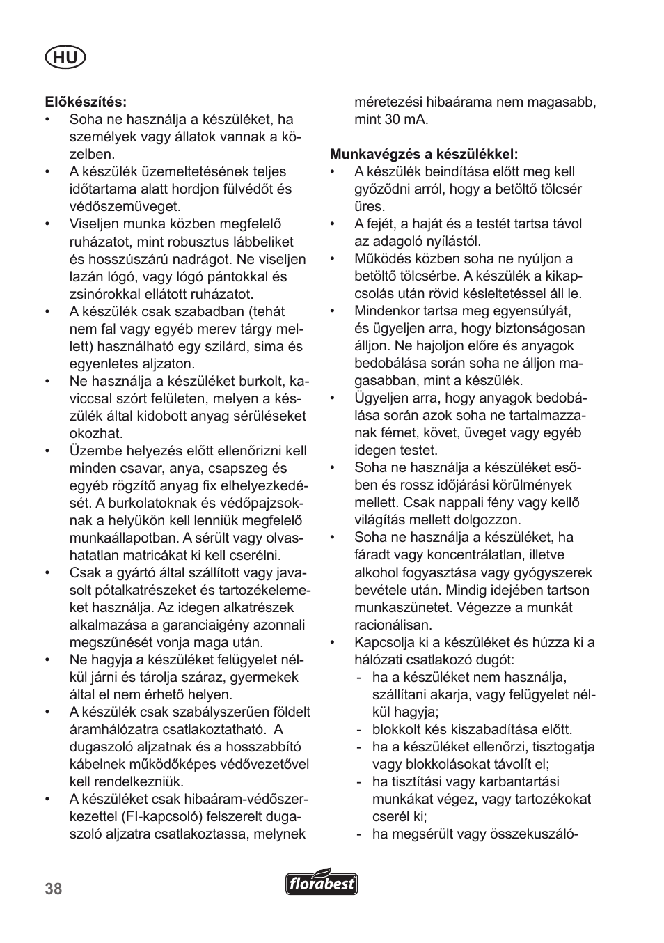 Florabest FLH 2500 A1 User Manual | Page 38 / 94