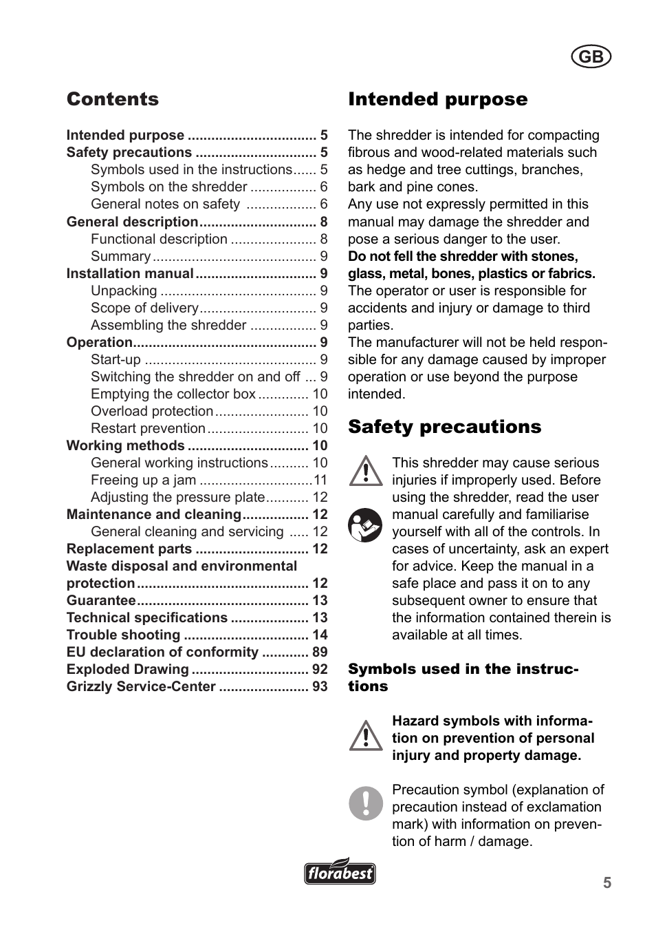 Florabest FLH 2500 A1 User Manual | Page 5 / 94