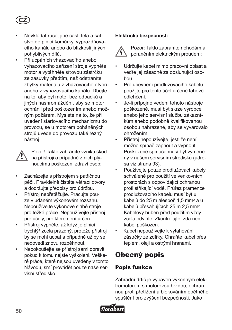 Obecný popis | Florabest FLH 2500 A1 User Manual | Page 50 / 94