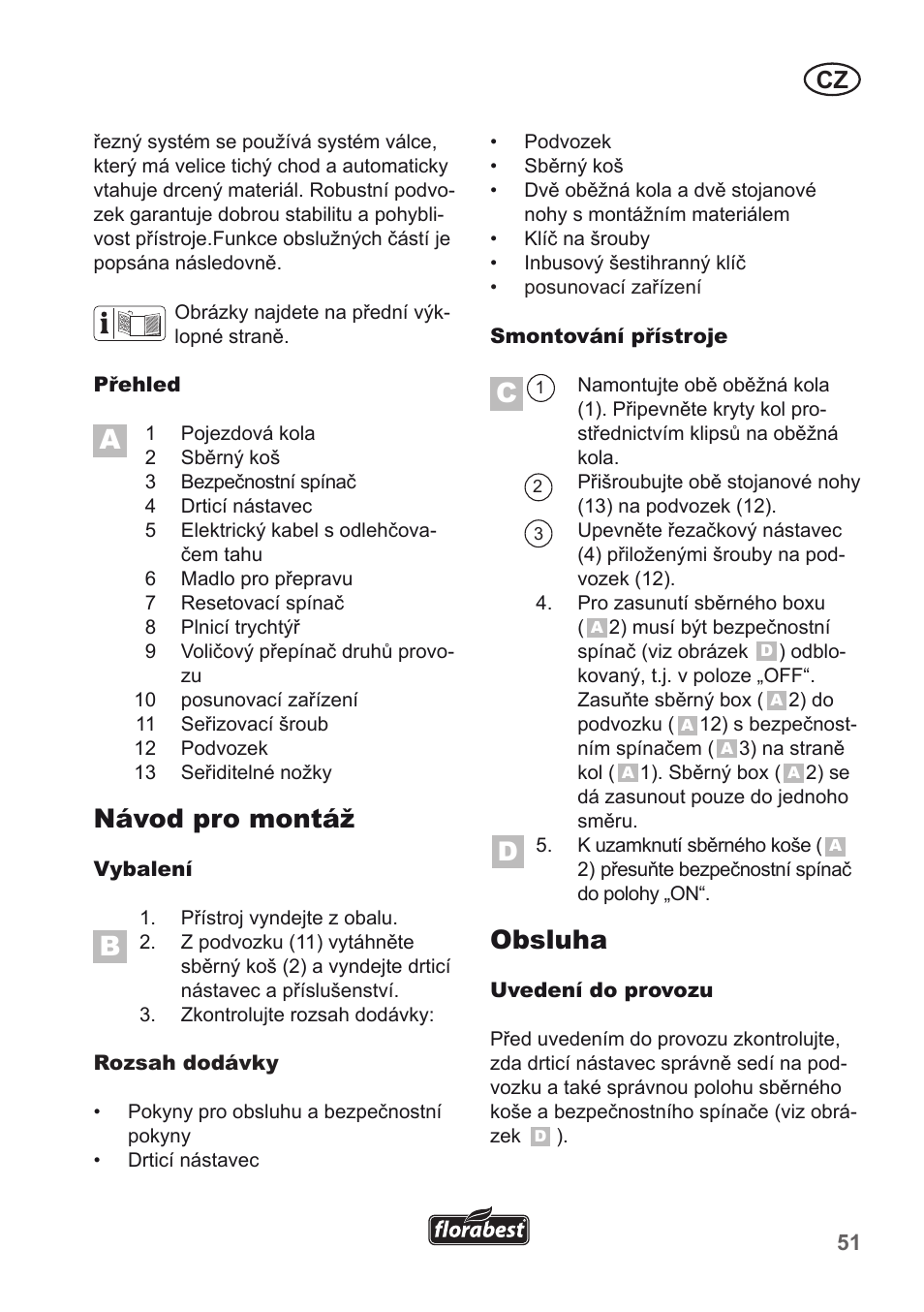 Návod pro montáž, Obsluha | Florabest FLH 2500 A1 User Manual | Page 51 / 94