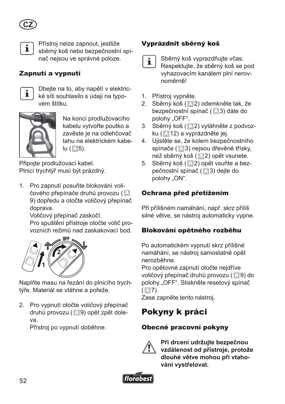 Pokyny k práci | Florabest FLH 2500 A1 User Manual | Page 52 / 94