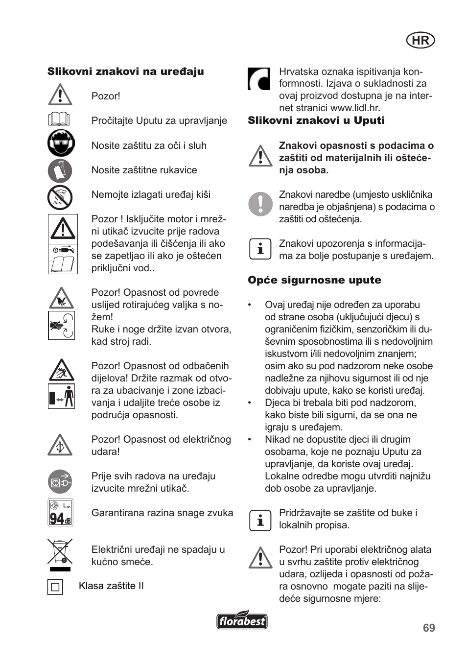 Florabest FLH 2500 A1 User Manual | Page 69 / 94