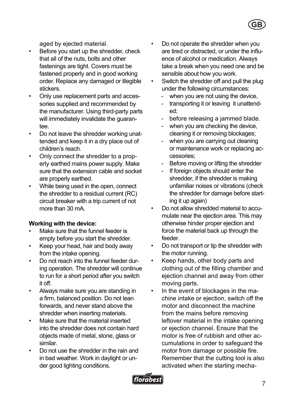 Florabest FLH 2500 A1 User Manual | Page 7 / 94