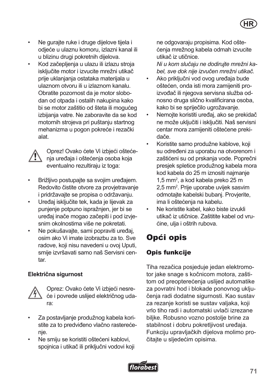 Opći opis | Florabest FLH 2500 A1 User Manual | Page 71 / 94