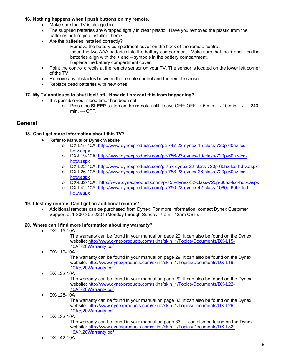 General | Dynex DX-L26-10A User Manual | Page 8 / 11