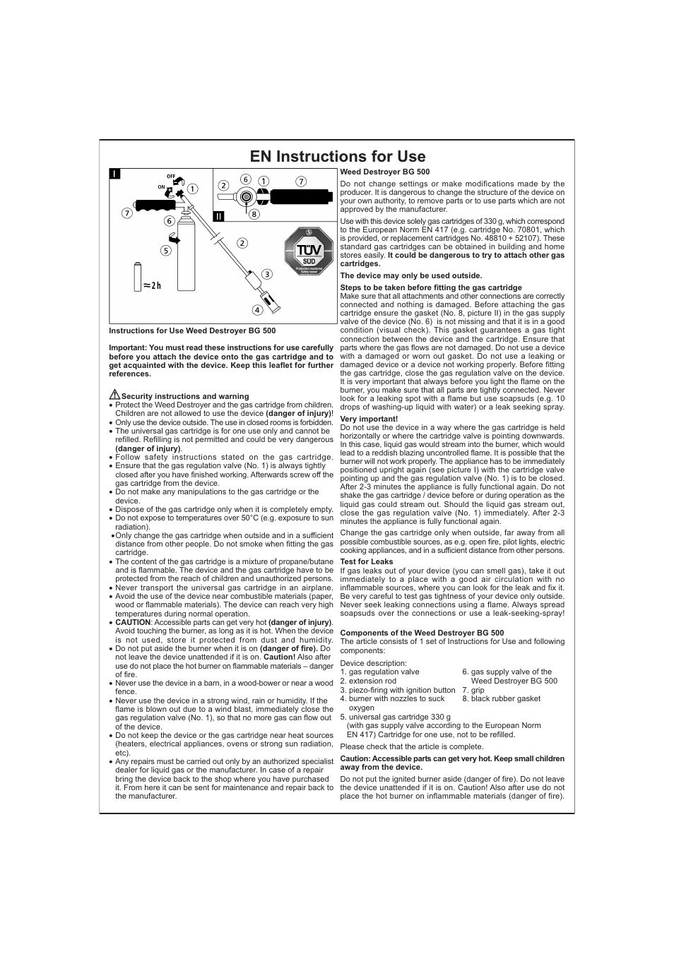 Florabest BG 500 User Manual | 2 pages