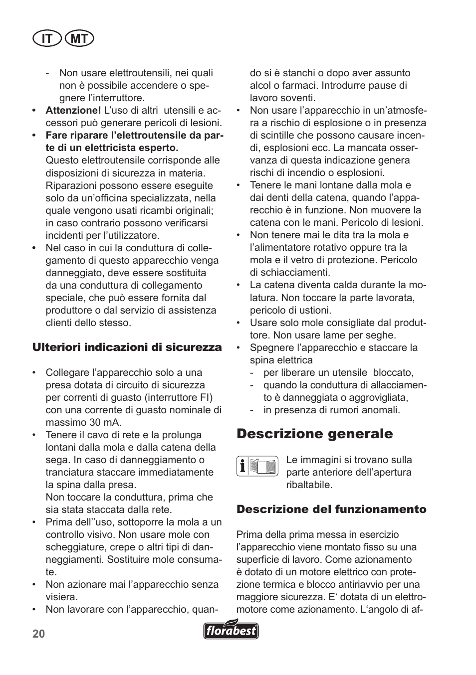 Descrizione generale, It mt | Florabest FSG 85 B1 User Manual | Page 20 / 58