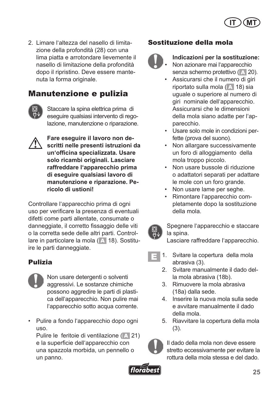 Manutenzione e pulizia, It mt | Florabest FSG 85 B1 User Manual | Page 25 / 58