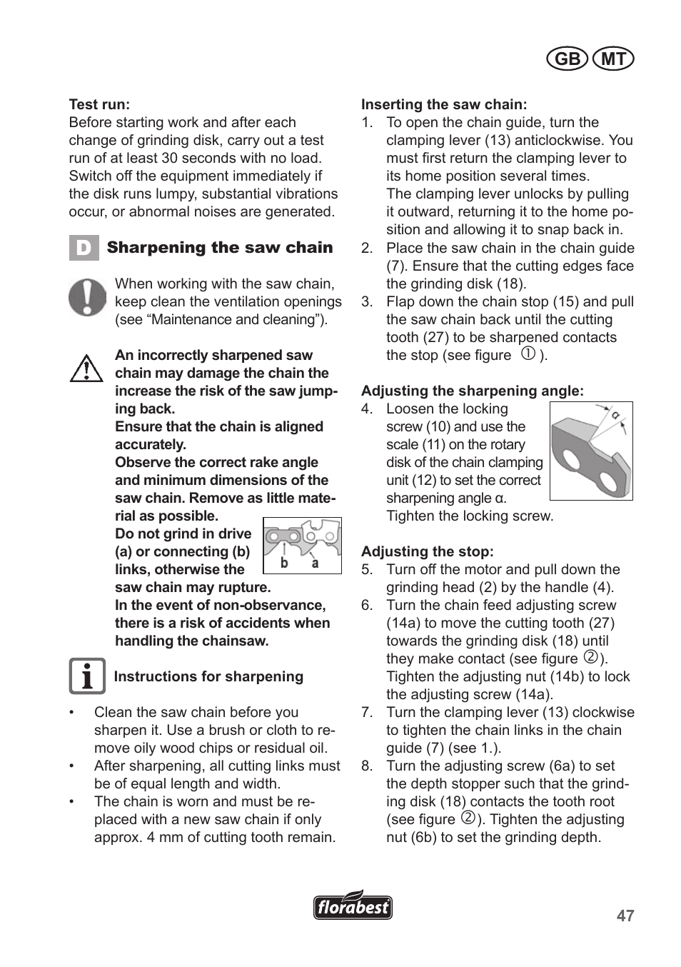 Gb mt | Florabest FSG 85 B1 User Manual | Page 47 / 58