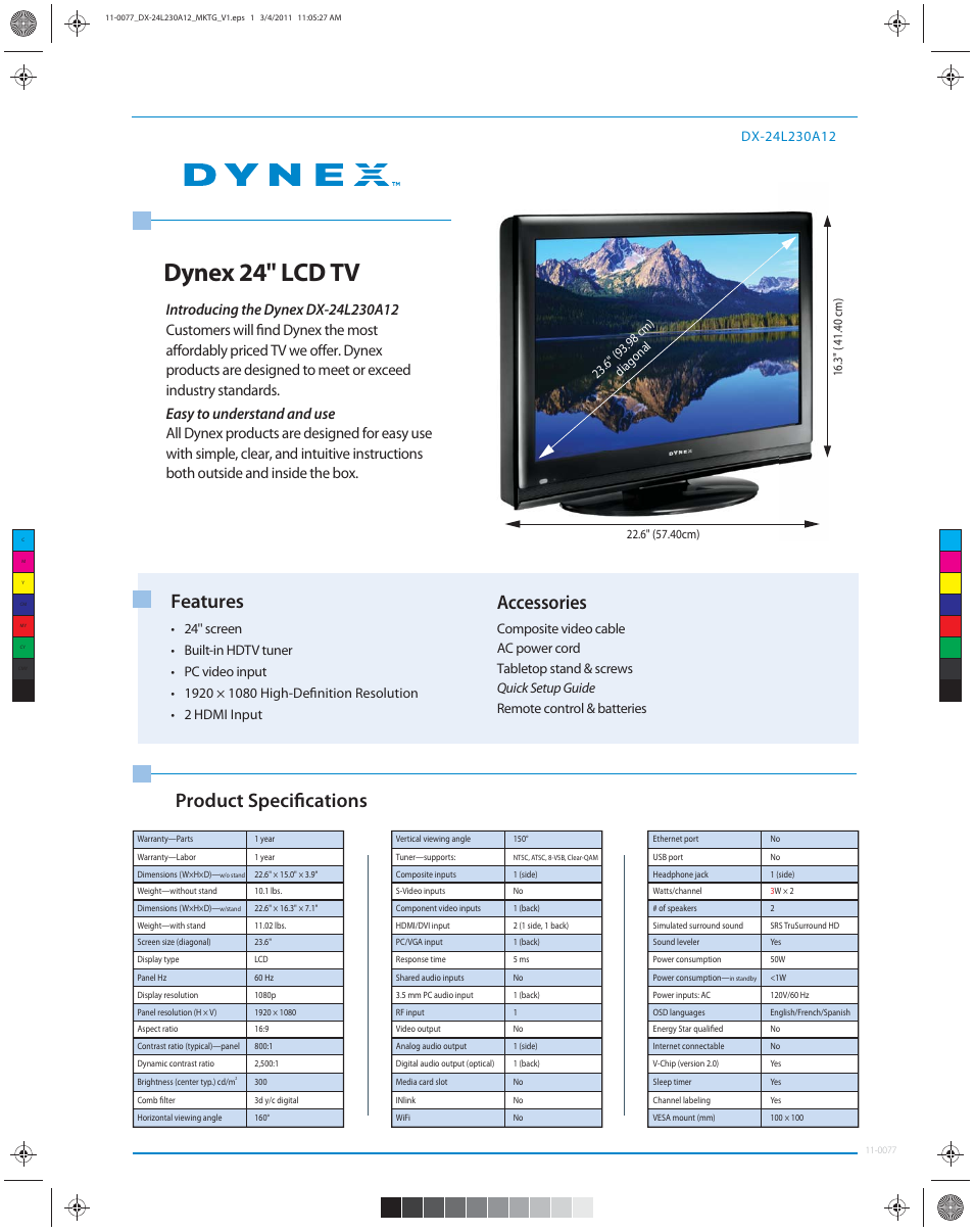 Dynex DX-24L230A12 User Manual | 1 page