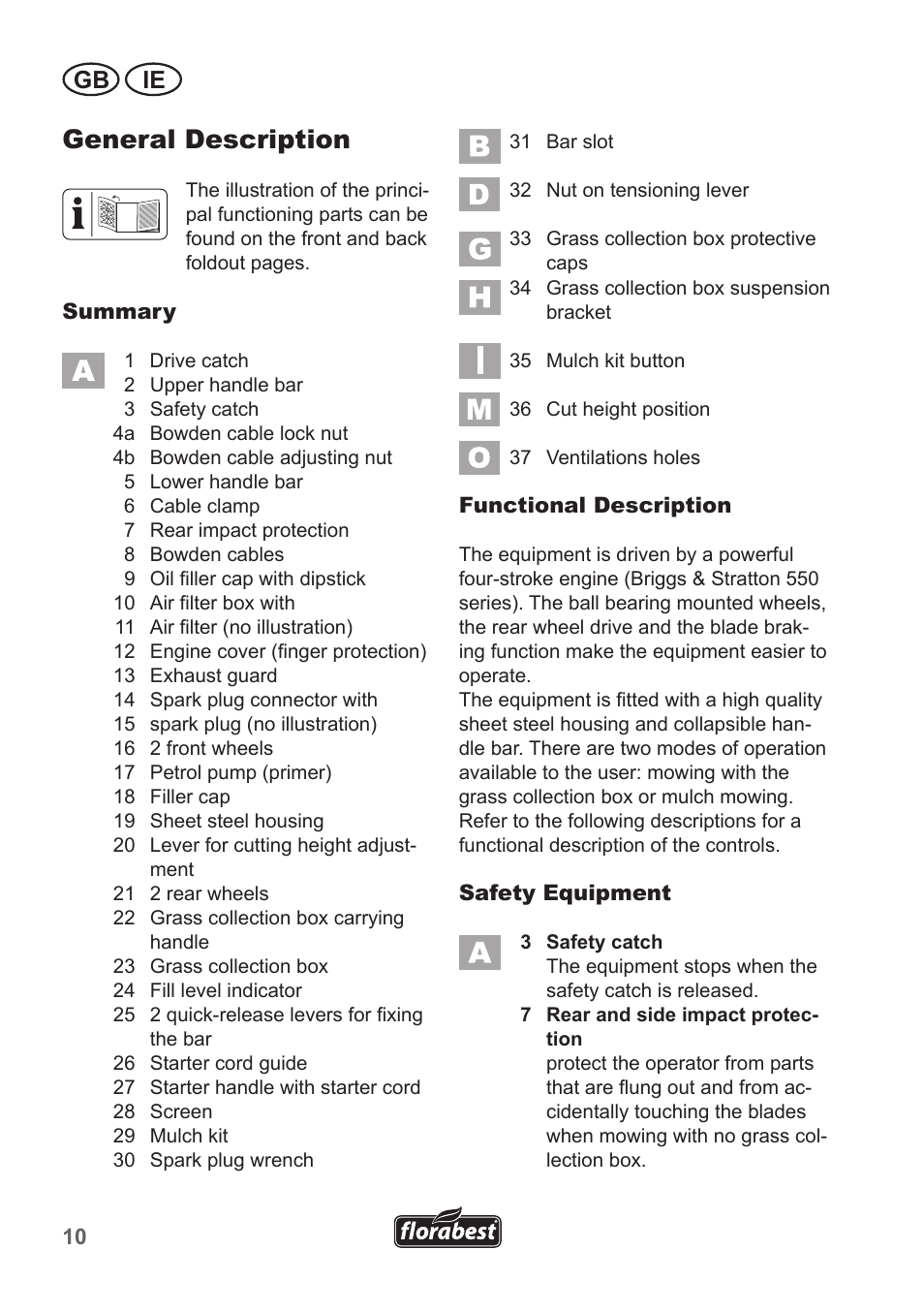 General description, Gb ie | Florabest FBM 550 A1 User Manual | Page 10 / 28