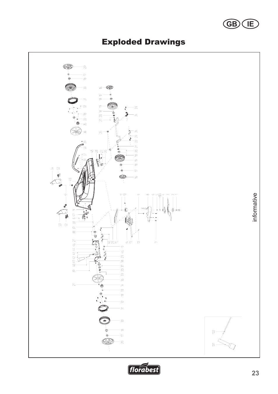 Exploded drawings | Florabest FBM 550 A1 User Manual | Page 23 / 28