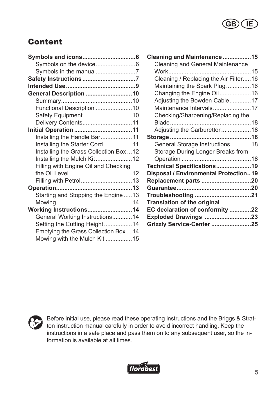 Content, Gb ie | Florabest FBM 550 A1 User Manual | Page 5 / 28