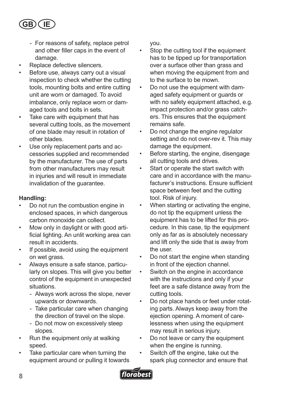 Gb ie | Florabest FBM 550 A1 User Manual | Page 8 / 28