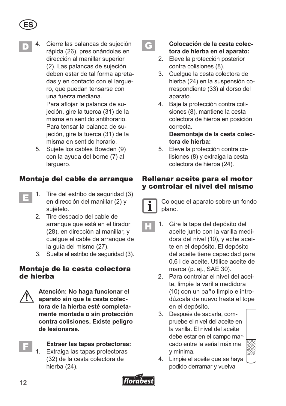 Florabest FBM 135 A1 User Manual | Page 12 / 100