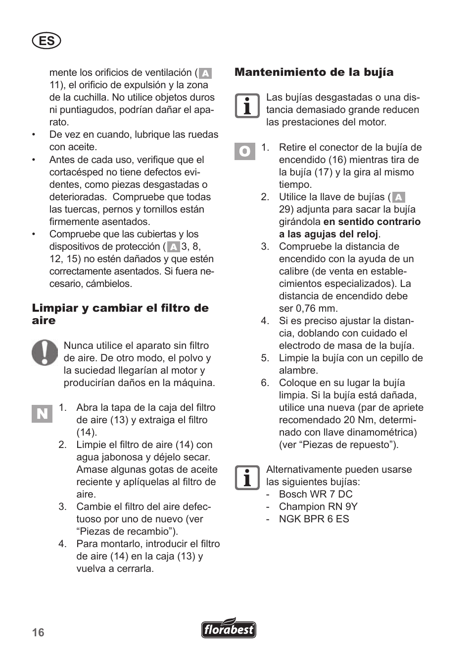 Florabest FBM 135 A1 User Manual | Page 16 / 100