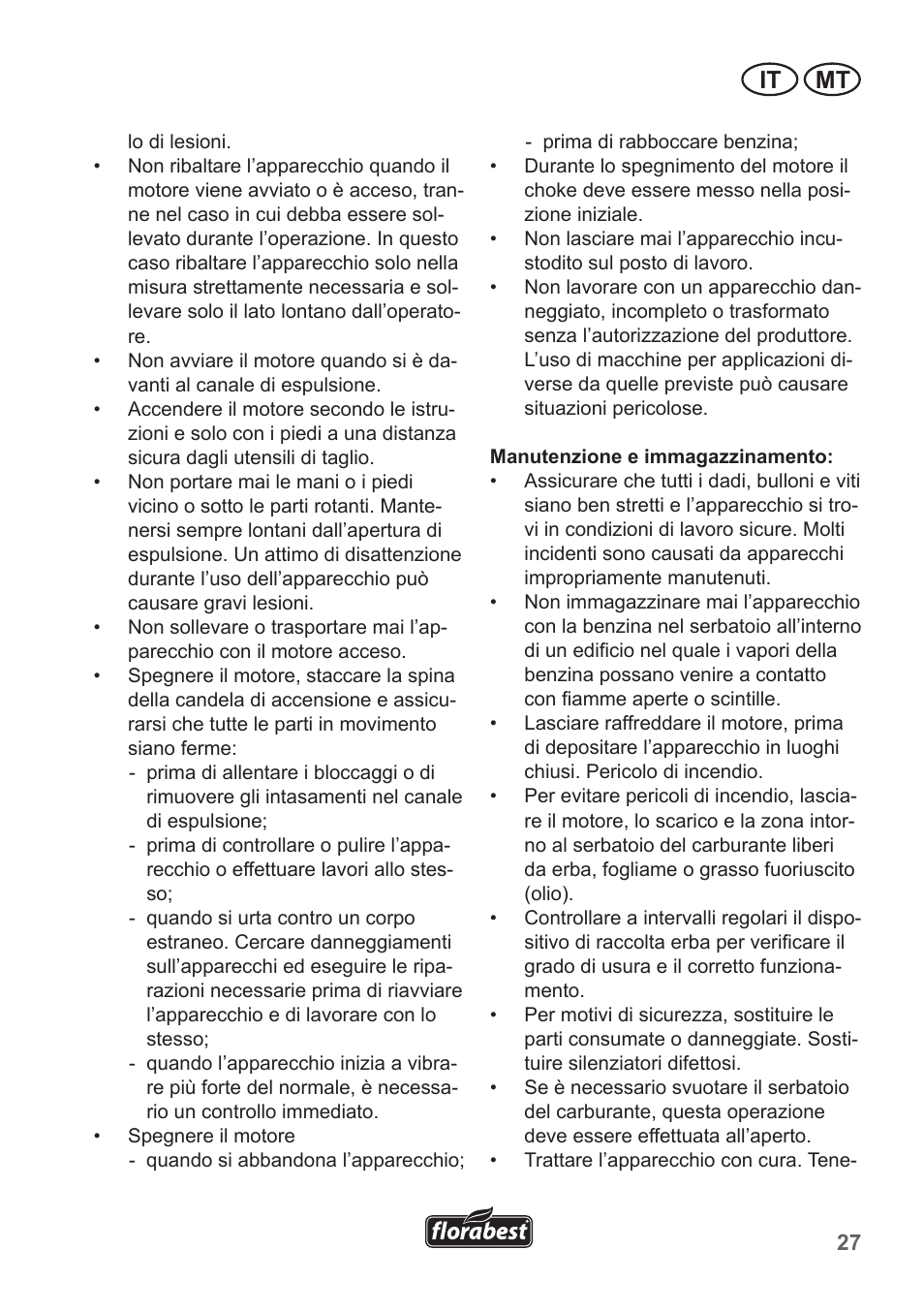 It mt | Florabest FBM 135 A1 User Manual | Page 27 / 100