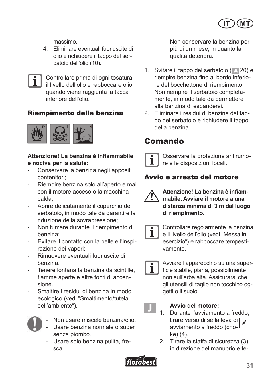 Comando, It mt | Florabest FBM 135 A1 User Manual | Page 31 / 100